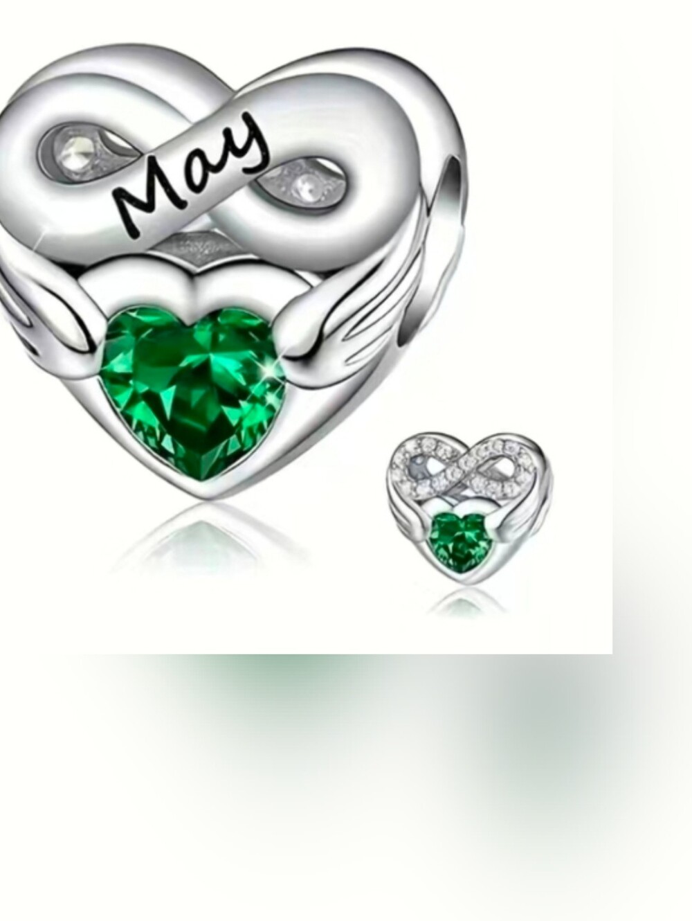 New May charm emerald-green rhinestone birthstone for pandora-style bracelets